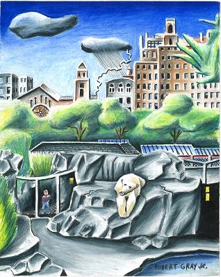 A VIEW OF CENTRAL PARK ZOO WITH GUS THE POLAR BEAR.